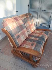 Divano 2 posti stretto in legno massello divanetto