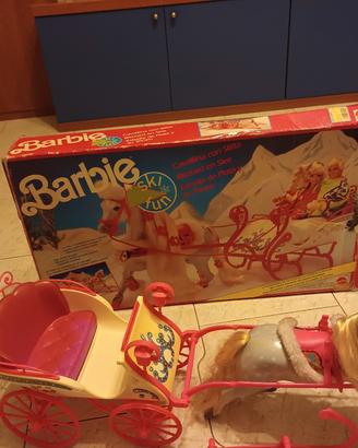 vecchia carrozza con cavallo e accessori barby