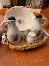 Set oliere con insalatiera in ceramica vintage