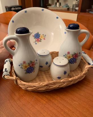 Set oliere con insalatiera in ceramica vintage