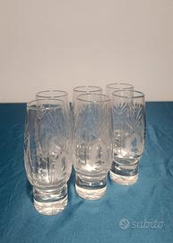 Lotto 6 bicchieri vetro inciso stile cristallo vin