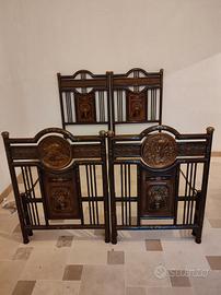 antico letto matrimoniale a balcone fine 800/900
