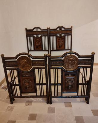 antico letto matrimoniale a balcone fine 800/900