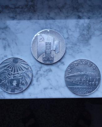 Set di 3 Medaglie Tavolo URSS con Scatole(1975-81)