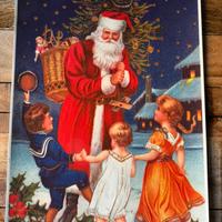 Vetrofania adesiva vintage Babbo Natale