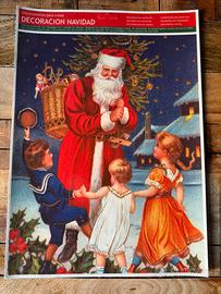 Vetrofania adesiva vintage Babbo Natale