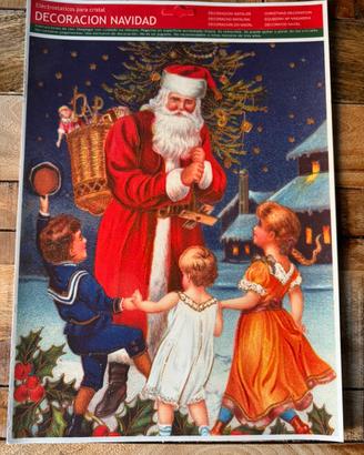 Vetrofania adesiva vintage Babbo Natale