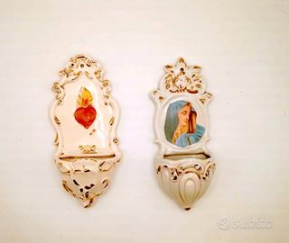 Coppia di acquasantiere antiche in porcellana