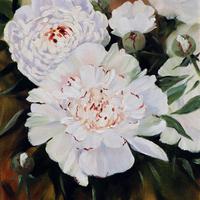 Dipinto olio su tela  Fiori Peonia 24x30