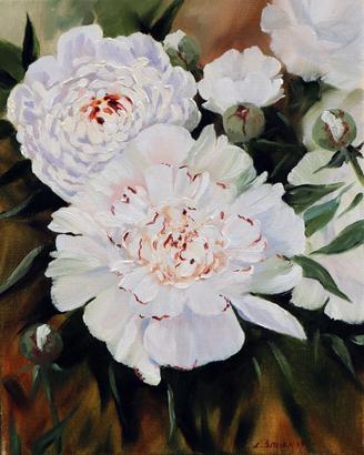 Dipinto olio su tela  Fiori Peonia 24x30