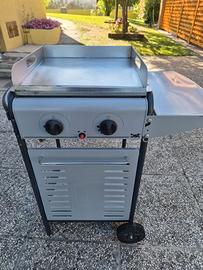 Griglia con piastra in acciao inox a gas