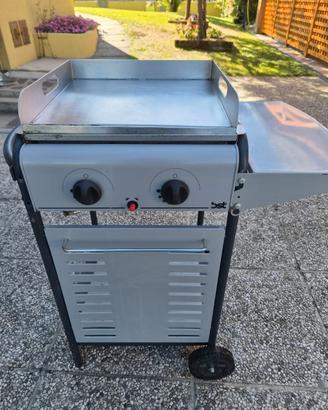 Griglia con piastra in acciao inox a gas