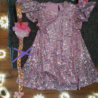 Vestito Pailettes Lilla Rosa Viola Bambina Carneva