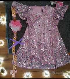 Vestito Pailettes Lilla Rosa Viola Bambina Carneva