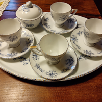 4 tazzine da caffè con vassoio e zuccheriera