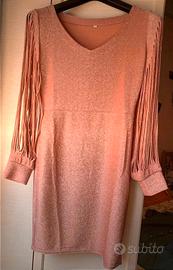 Vestito rosa cipria con fili lurex