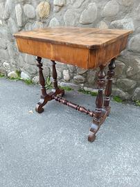 tavolino antico da centro lastronato noce 