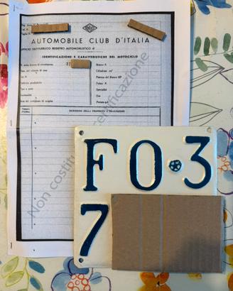 Targa epoca 1955 MAI ISCRITTA al PRA