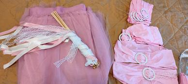 gonna tavolo e addobbi  rosa