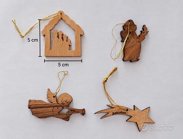 Set 4 Decorazioni Natalizie in Legno