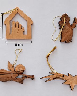 Set 4 Decorazioni Natalizie in Legno