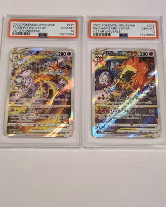 2 Pokémon card Mewtwo & Charizard Vstar JPN PSA 10