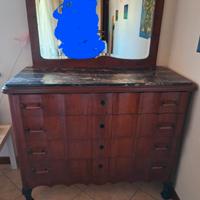 comò e 2 comodini legno e marmo