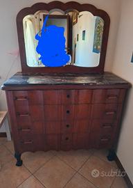 comò e 2 comodini legno e marmo