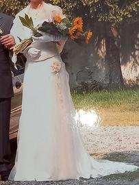 Abito da sposa con coprispalle e scialle Tg 40-42