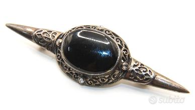 Stupenda spilla Art Deco argento onice