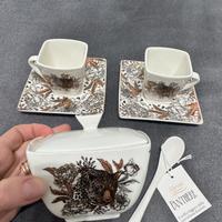 Set due tazzine con zuccheriera in porcellana