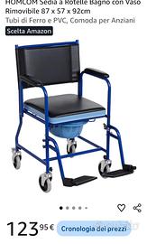 Sedia a rotelle con vasino per bagno