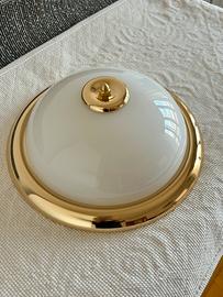 Plafoniera vintage a cupola in vetro opalino ‘80