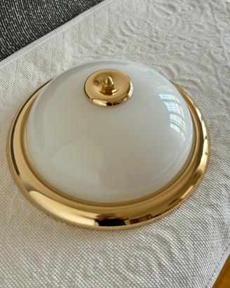 Plafoniera vintage a cupola in vetro opalino ‘80