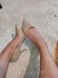 décolleté con tacco molto usate 37 beige scarpe 