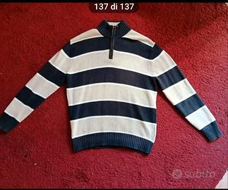 Maglione 100% Cotone a Righe – Leggero – Mezza Zip