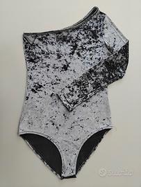 Body monospalla in velluto grigio/blu Zara