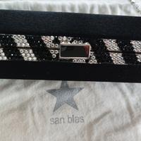 borsa da sera in raso nero con Swarovski
