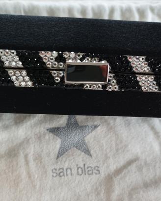 borsa da sera in raso nero con Swarovski