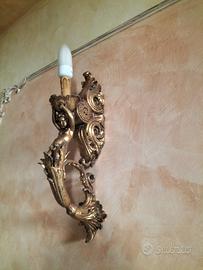 2 applique da parete in legno vintage 