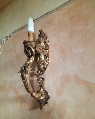 2 applique da parete in legno vintage 