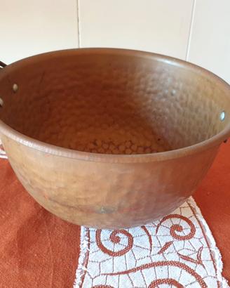 Paiolo rame per polenta bombato martellato cm.26