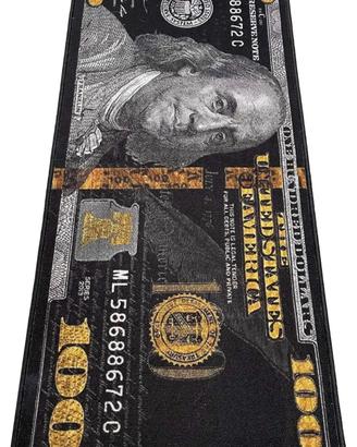 Tappeto nero con banconota da 100 dollari, tappeto