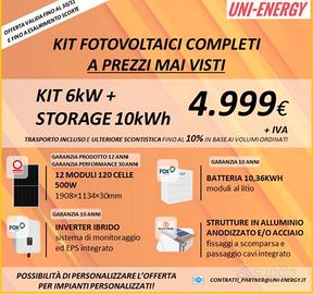 Il kit completo da 6 kW con 10kWh di accumulo