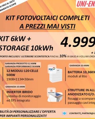 Il kit completo da 6 kW con 10kWh di accumulo