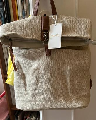 Borsa zainetto in tessuto beige MAXFLY
