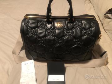 Borsa Gucci GG da Viaggio in pelle nera di Vitello