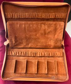 Astuccio in pelle porta orologi da viaggio.