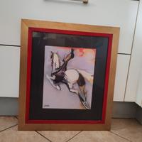 ' donna a cavallo ' olio su tela 