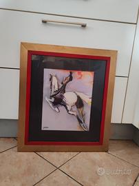 ' donna a cavallo ' olio su tela 